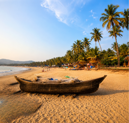 Baga Beach in Goa with golden sand, blue waters and vibrant coastal scenery